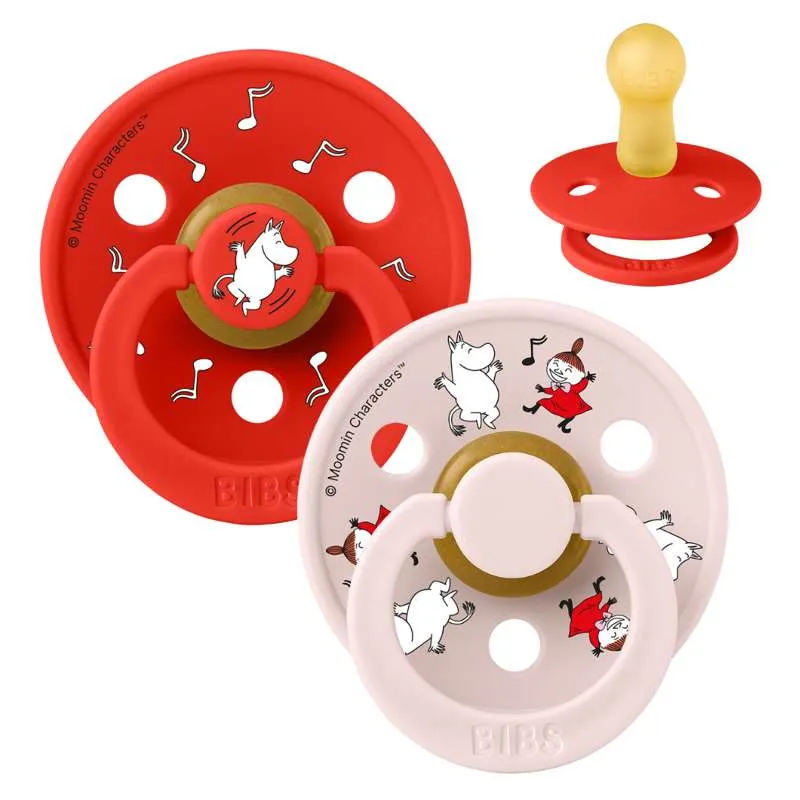 BIBS Rundna boja dudica - 2-pak - vel. 2 - prirodni kaučuk - Moomin - Ples - Mješavina slatkiš