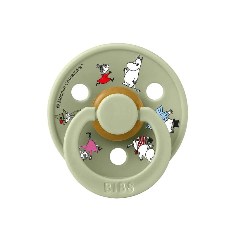 BIBS Rund Colour dudica - 2-Pak - vel. 2 - prirodni kaučuk - s cuclom - Moomins - Ivory/Sage