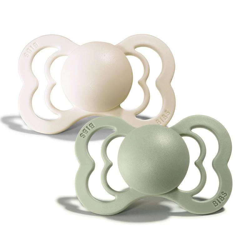 Bibs Supreme Duda - 2-Pak - vel. 1 - Silikon - Ivory/Sage