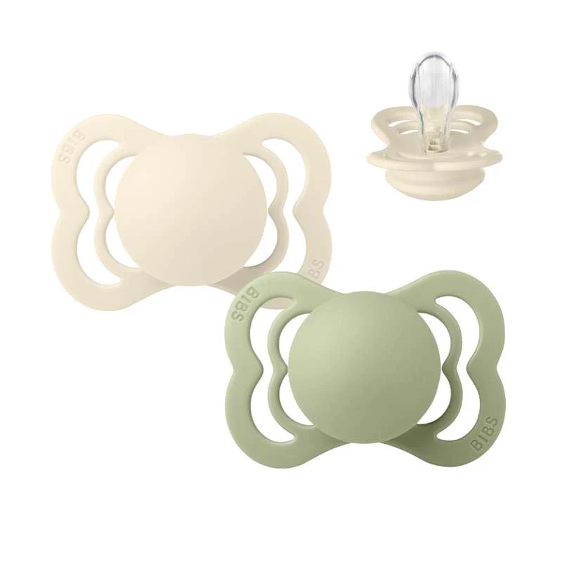 Bibs Supreme Duda - 2-Pak - vel. 1 - Silikon - Ivory/Sage