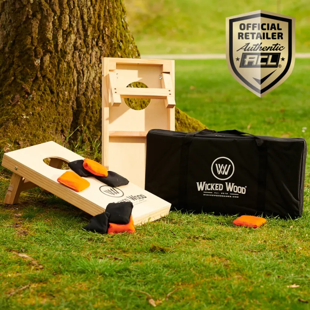 Cornhole Mini set - Wicked Wood - 60x30cm - Uključujući vreće i torbu za nošenje