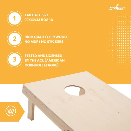 Cornhole početni komplet - 90x60 - 1x ploč / 2x4 vrećice - Wicked Wood