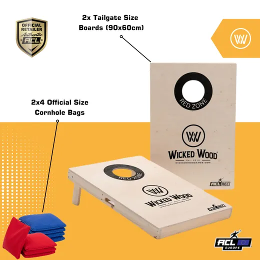 Cornhole Set - 90x60 - Black Red Zone Design