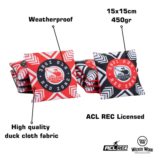 Red Zone Cornhole Bags - 2x4 Bags - 400gr