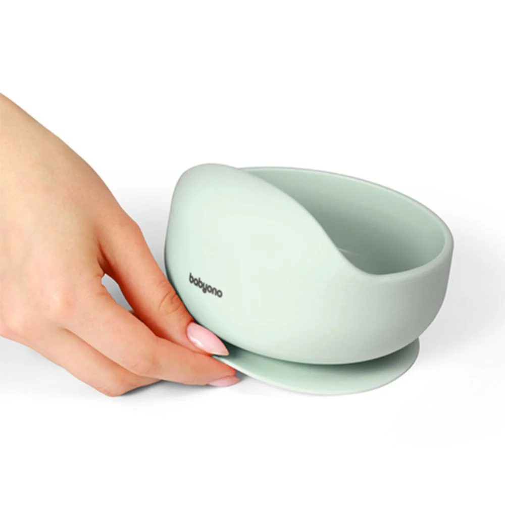 BabyOno Silikonska zdjelica s vakuumom 350 ml 6 m+, mint