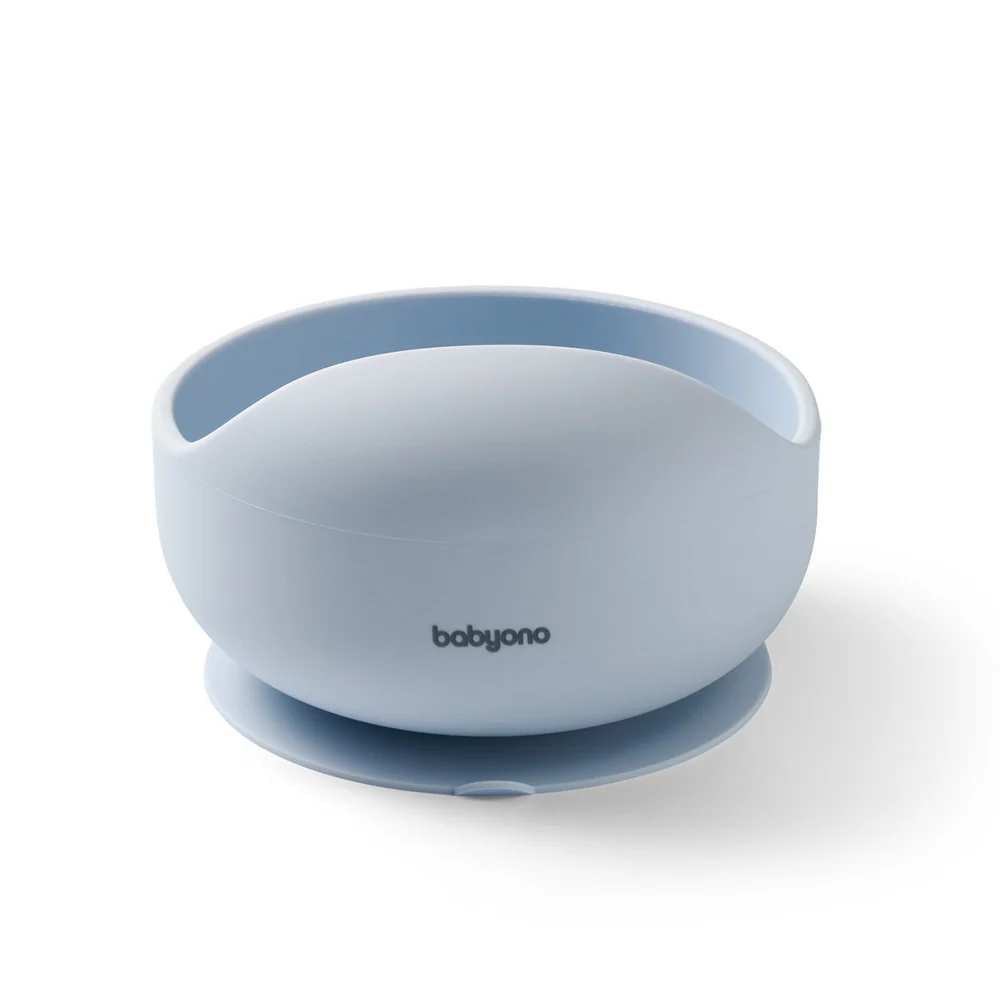 BabyOno Silikonska zdjelica s vakuumom 350 ml 6 m+, plava