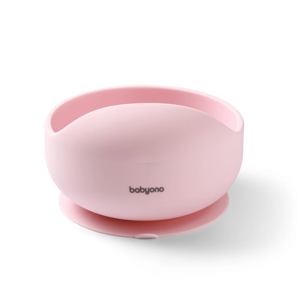 BabyOno Silikonska zdjelica s vakuumom 350 ml 6 m+, roza