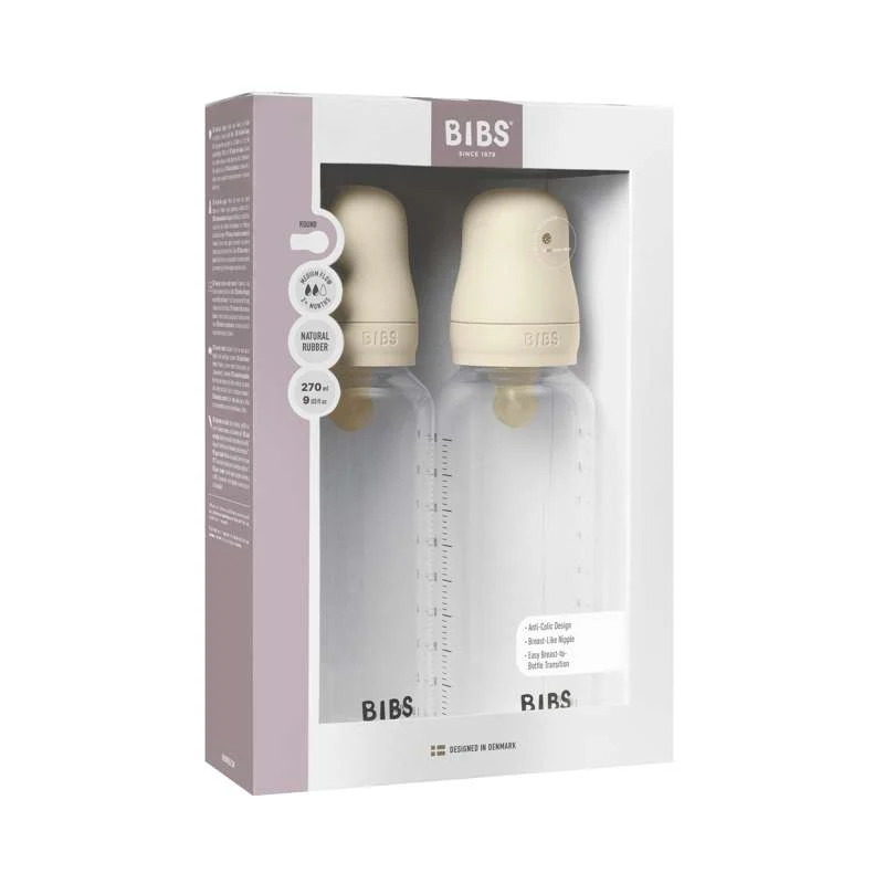 BIBS Boca - Set za cuclanje - Plastika - Lateks/Srednji protok/Okruglo - 270 ml. - 2-Pak - Slonovač
