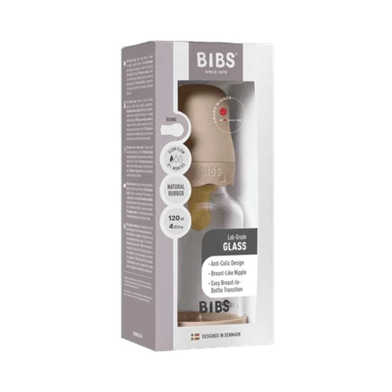 BIBS Boca - Set za cuclanje - Staklo - Boheme - Lateks/Sporo protjecanje/Okroglo - 120 ml. - Blush