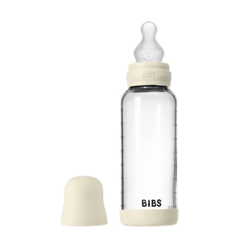 BIBS Boca - Set za cuclanje - Staklo - Silikon / Srednji protok / Okrugla - 240 ml. - Slonovač