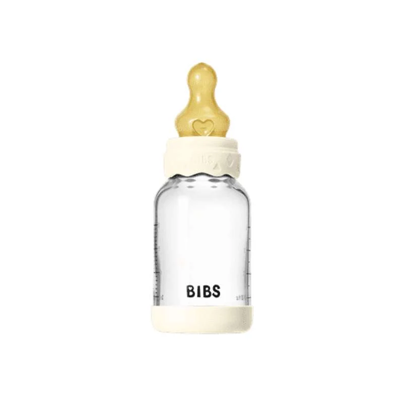 BIBS Boca - Set za dojenje - Staklo - Boheme - Lateks/Sporo protjecanje/Okroglo - 120 ml. - Slonovač