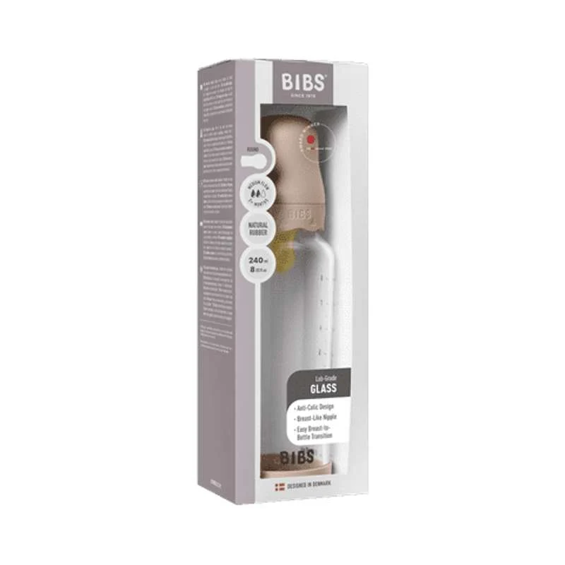BIBS Boca - Set za dojenje - Staklo - Boheme - Lateks / Srednji protok / Okrugla - 240 ml. - Blush