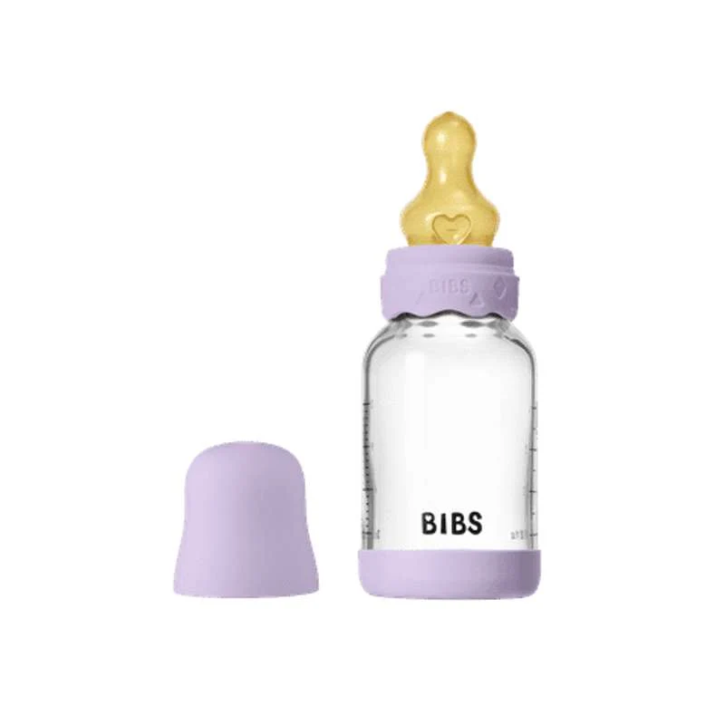 BIBS Boca - Set za dojenje - Staklo - Boheme - Lateks/Sporo protjecanje/Okroglo - 120 ml. - Ljubičasto nebo