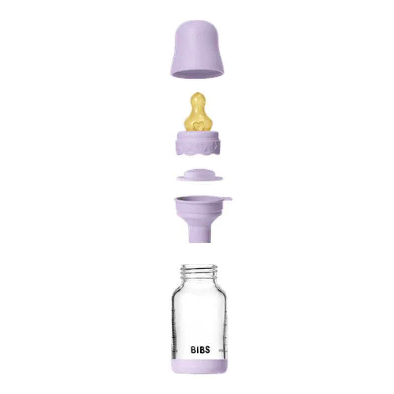 BIBS Boca - Set za dojenje - Staklo - Boheme - Lateks/Sporo protjecanje/Okroglo - 120 ml. - Ljubičasto nebo