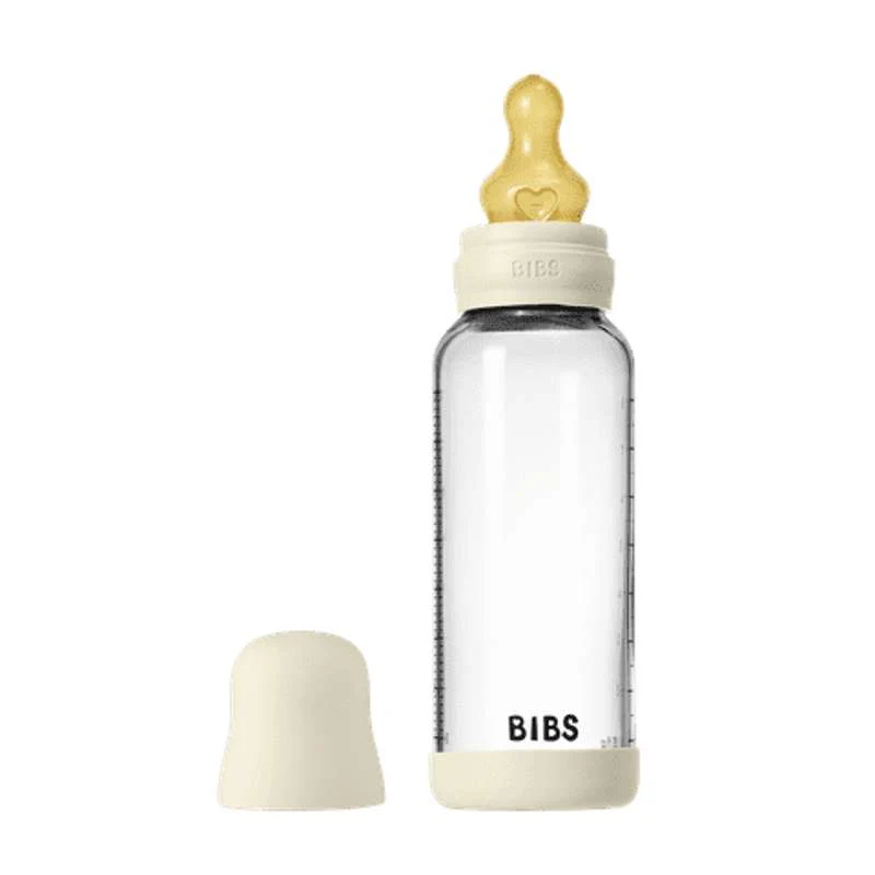 BIBS Boca - Set za dojenje - Staklo - Lateks / Srednji protok / Okrugla - 240 ml. - Slonovač