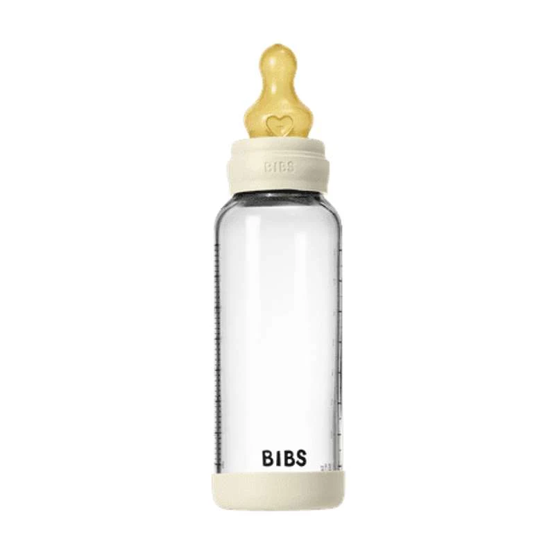 BIBS Boca - Set za dojenje - Staklo - Lateks / Srednji protok / Okrugla - 240 ml. - Slonovač