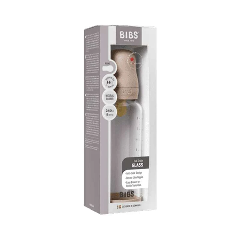 BIBS Boca - Set za dojenje - Staklo - Lateks / Srednji protok / Okruglo - 240 ml. - Blush