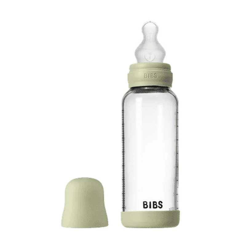 BIBS Boca - Set za dojenje - Staklo - Silikon / Srednji protok / Okrugla - 240 ml. - Salvia