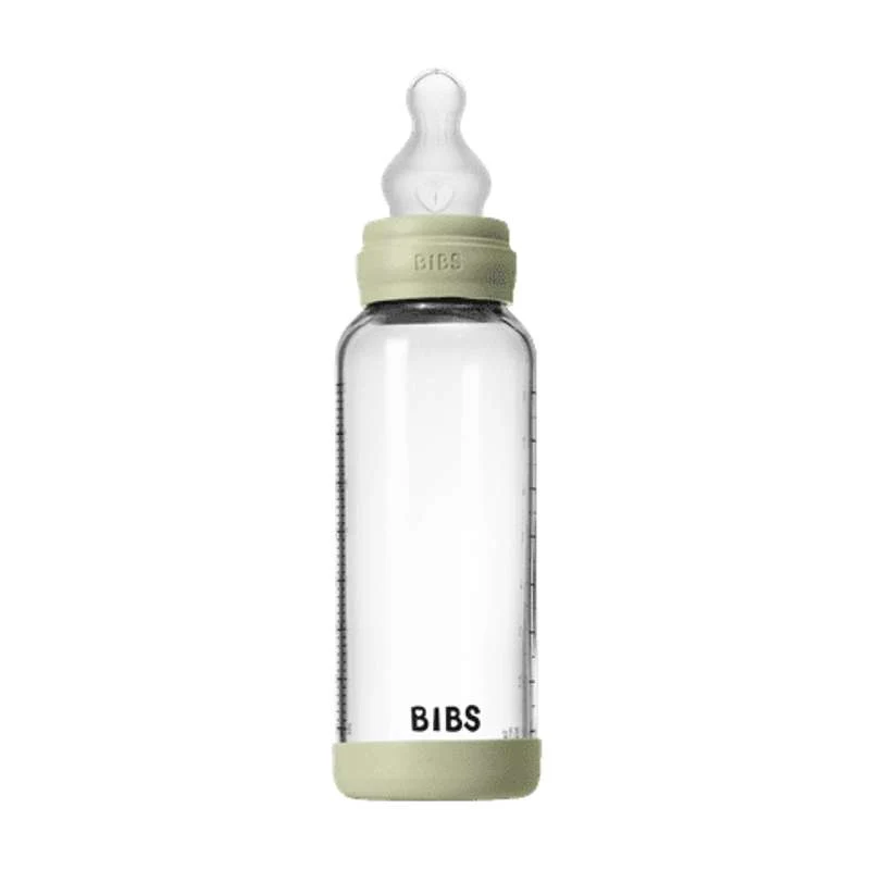 BIBS Boca - Set za dojenje - Staklo - Silikon / Srednji protok / Okrugla - 240 ml. - Salvia