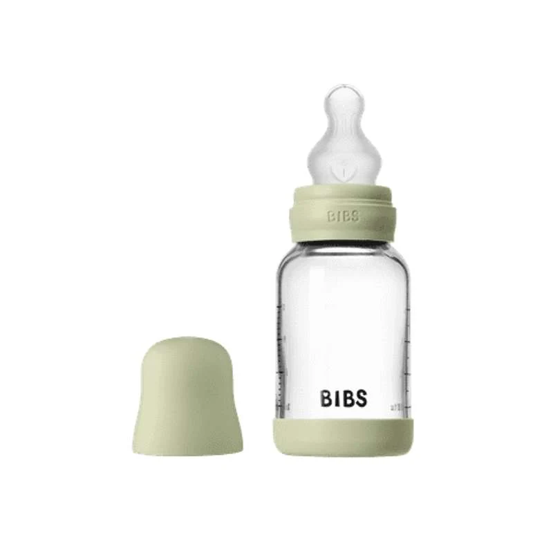 BIBS Boca - Set za dojenje - Staklo - Silikon/Sporo protjecanje/Okrogla - 120 ml. - Salvia