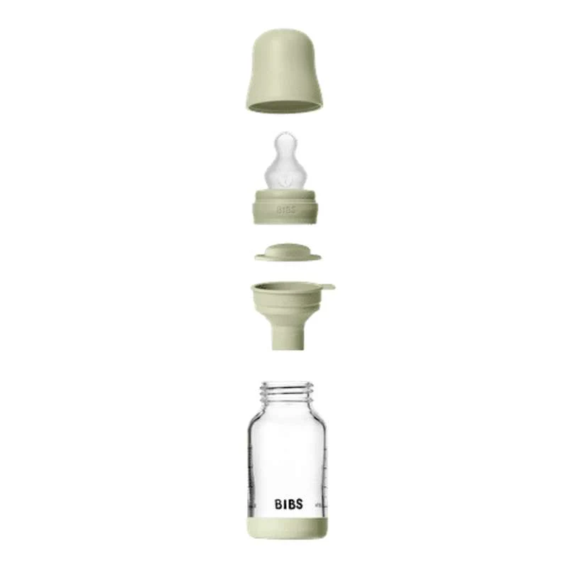 BIBS Boca - Set za dojenje - Staklo - Silikon/Sporo protjecanje/Okrogla - 120 ml. - Salvia