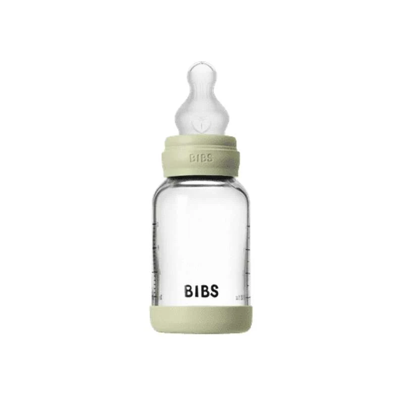 BIBS Boca - Set za dojenje - Staklo - Silikon/Sporo protjecanje/Okrogla - 120 ml. - Salvia