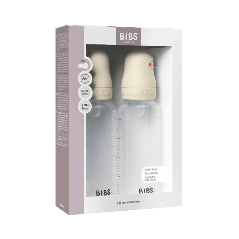 BIBS Boca - Set za dude - Plastika - Silikon / Srednji protok / Okrugla - 270 ml. - 2 pak - Slonovač