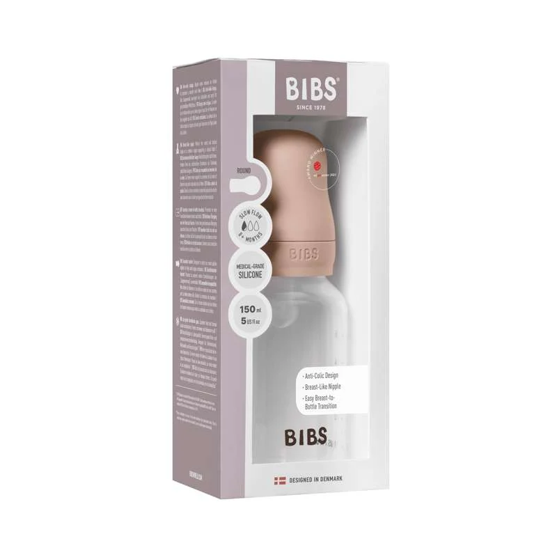 BIBS Boca - Set za sisanje - Plastika - Silikon/Spora struja/Okrogla - 150 ml. - Ružičasta