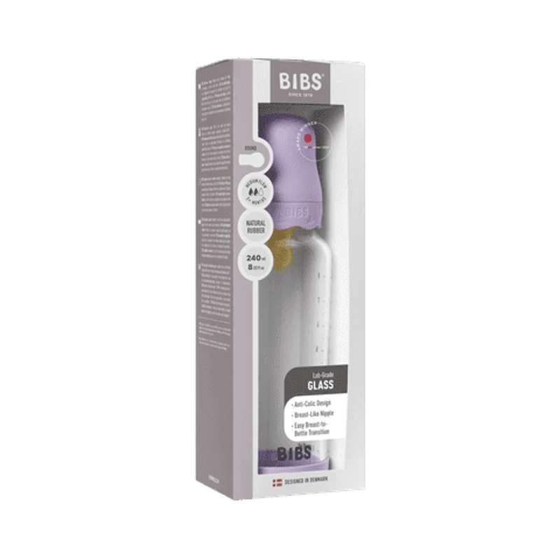 BIBS Boca - Set za sisanje - Staklo - Boheme - Lateks/Srednji protok/Okruglo - 240 ml. - Ljubičasto nebo