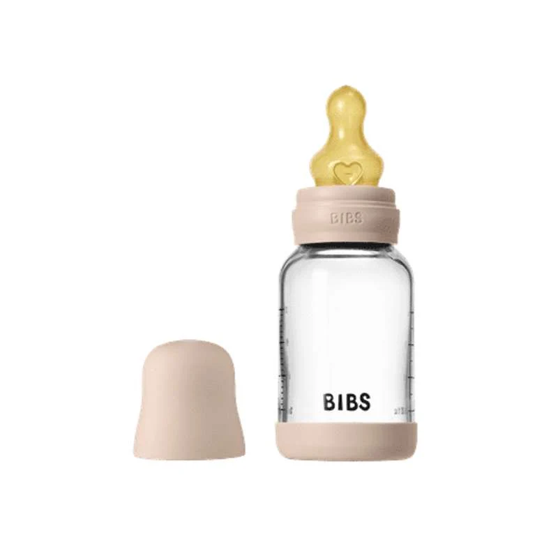 BIBS Boca - Set za sisanje - Staklo - Lateks/Sporo protjecanje/Okroglo - 120 ml. - Blush