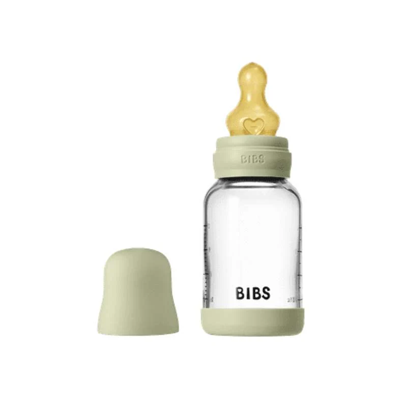 BIBS Boca - Set za sisanje - Staklo - Lateks/Sporo proticanje/Okroglo - 120 ml. - Salvia