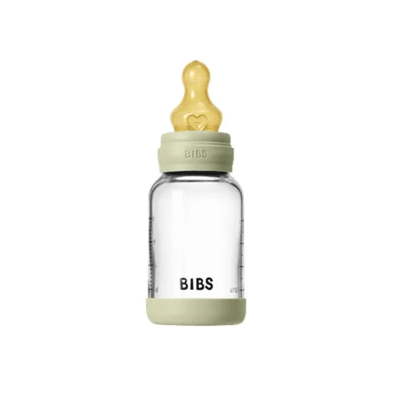 BIBS Boca - Set za sisanje - Staklo - Lateks/Sporo proticanje/Okroglo - 120 ml. - Salvia
