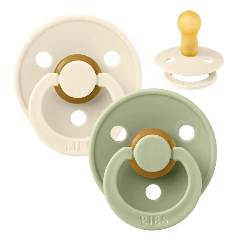 Bibs Okrugla Colour Duda - 2-Pak - vel. 2 - prirodni kaučuk - Slonovač/Sage