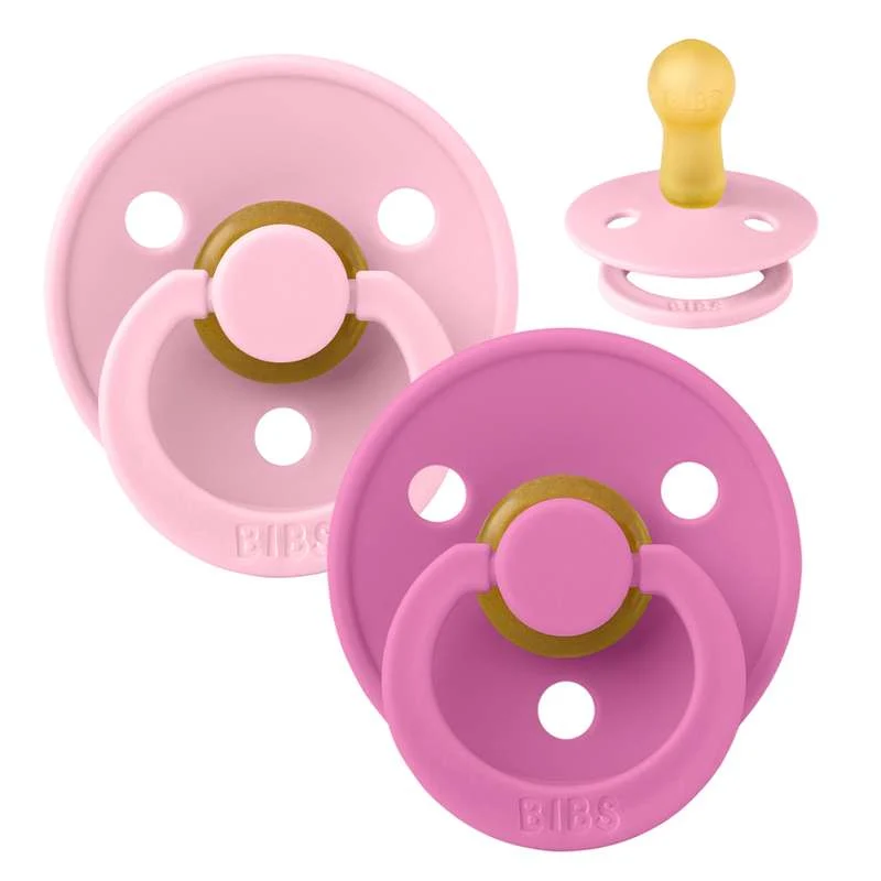 Bibs Okrugla Colour Duda - 2-Pak - vel. 2 - prirodni kaučuk - Baby Pink/Bubblegum