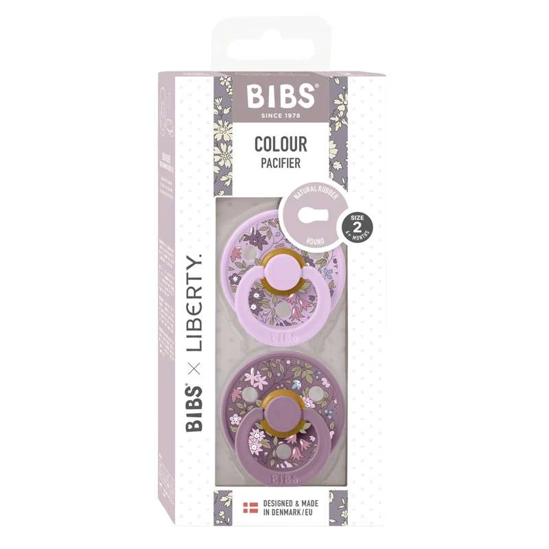 Bibs Okrugla Colour Duda - 2-Pak - vel. 2 - prirodni kaučuk - Liberty - Mješavina kamilice/ljubičastog neba
