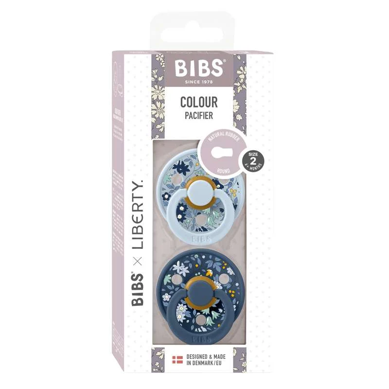 Bibs Okrugla Colour Duda - 2-Pak - vel. 2 - prirodni kaučuk - Liberty - Kamilica Trava/Bebe Plava Mješavina