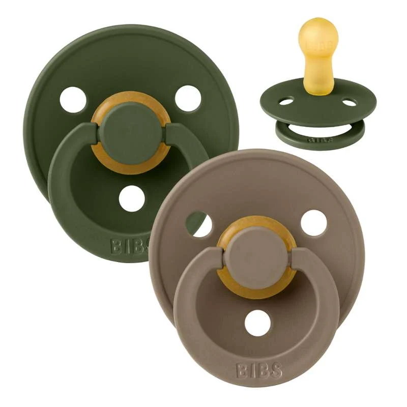 Bibs Okrugla Colour Duda - 2-Pak - vel. 2 - prirodni kaučuk - Lovac Zeleni/Tamni Hrast