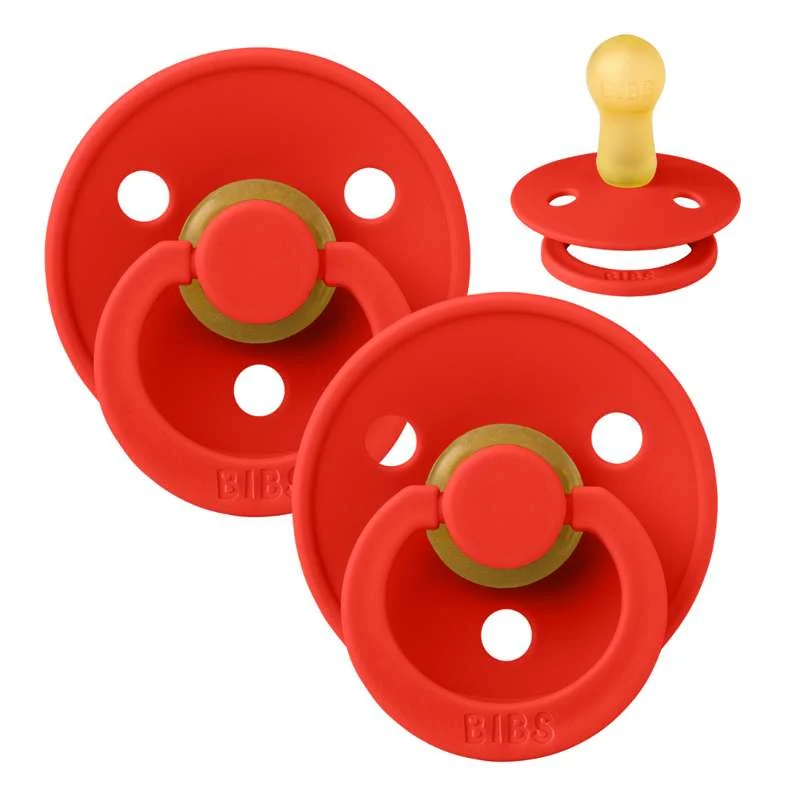 Bibs Okrugla Colour Duda - 2-Pak - vel. 2 - prirodni kaučuk - Candy Apple/Candy Apple