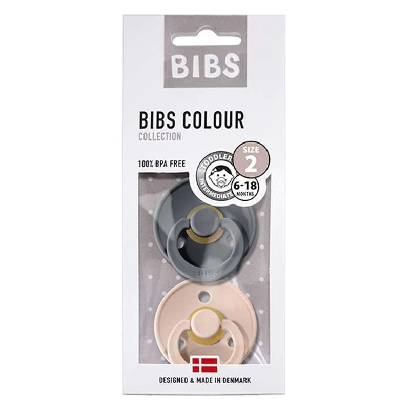 Bibs Okrugla Colour Duda - 2-Pak - vel. 2 - prirodni kaučuk - Željezo/Ružičasta