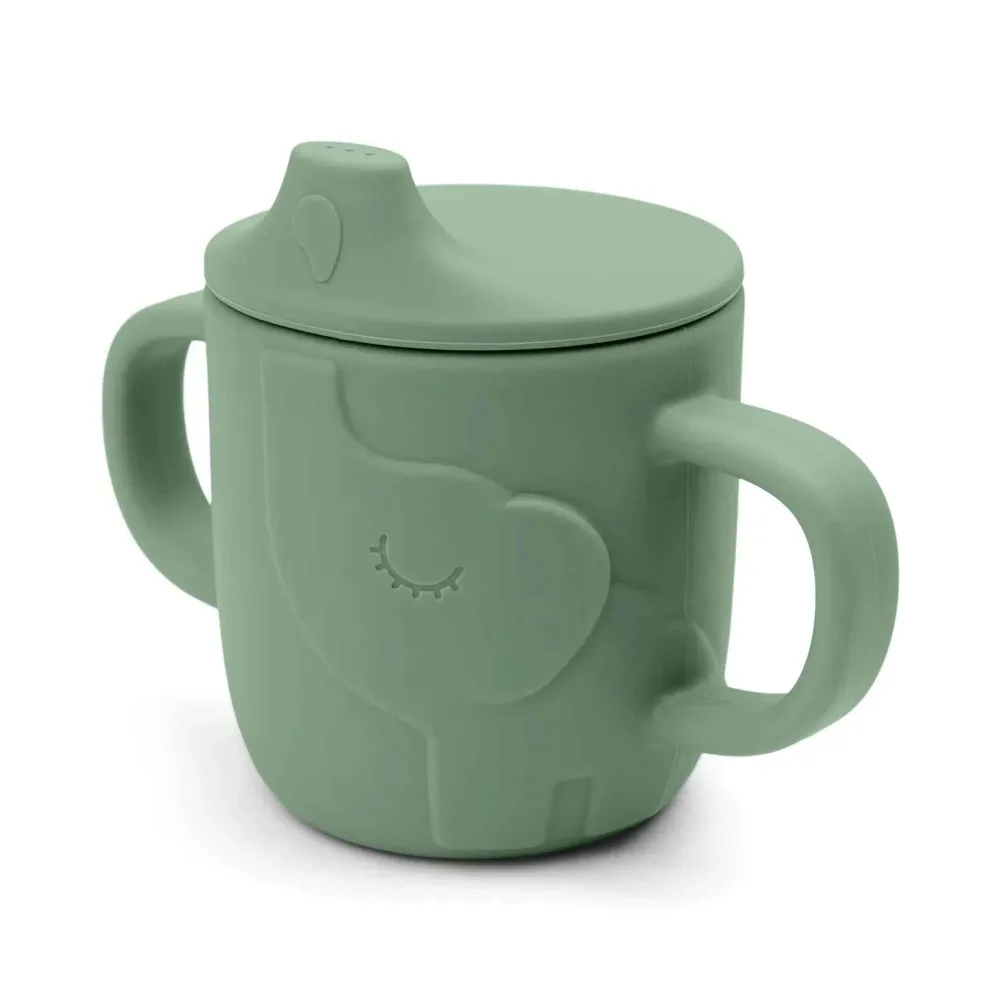 Done Deer® Šalica s poklopcem Peekaboo Elphee Green