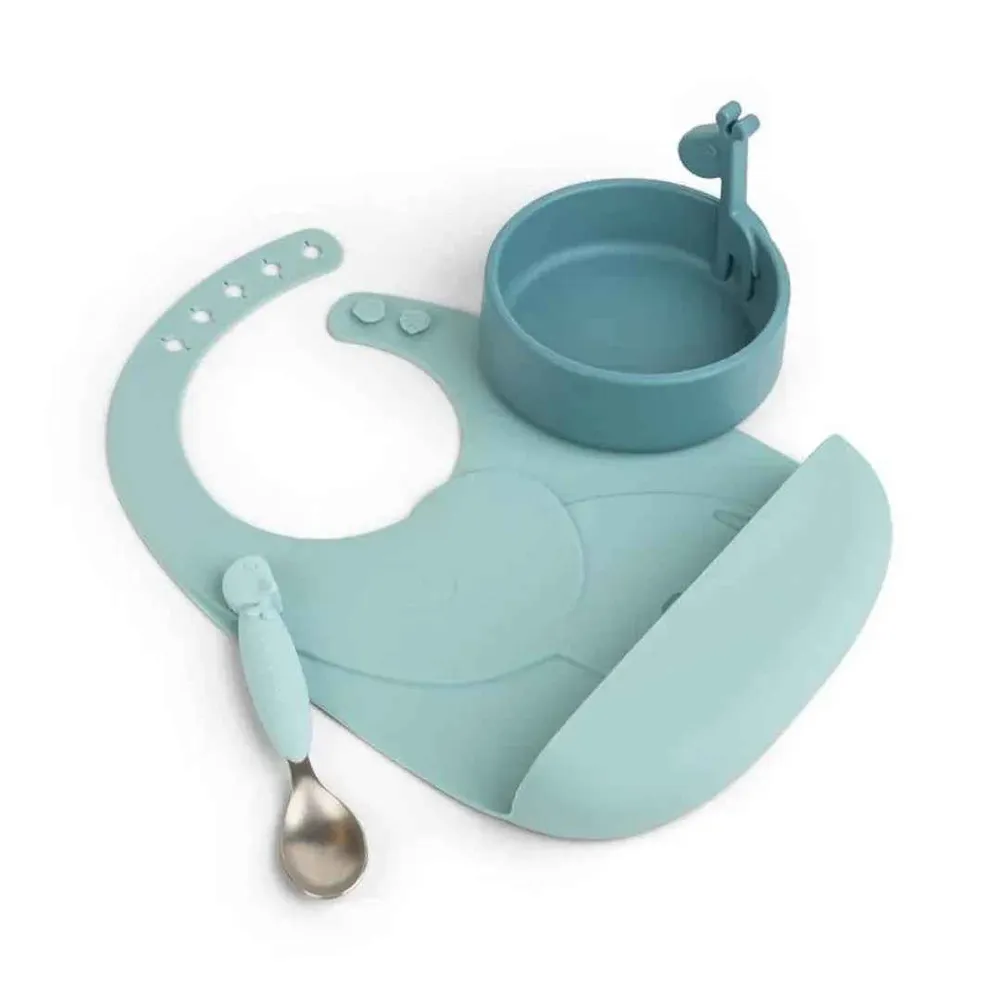 Done Deer® Prvi set za jelo Peekaboo Blue