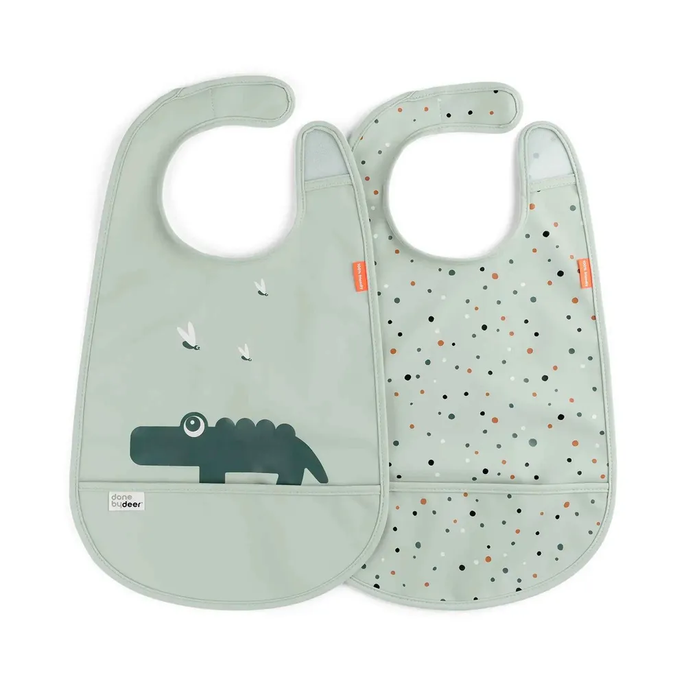 Done Deer® Set od 2 podbradnjaka Croco Green