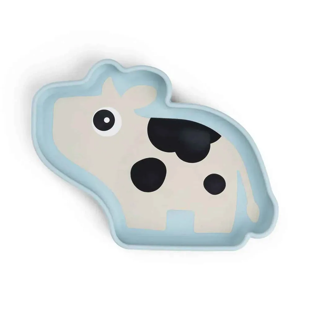 Done Deer® Silikonski krožnik Stick&Stay Dotti Blue