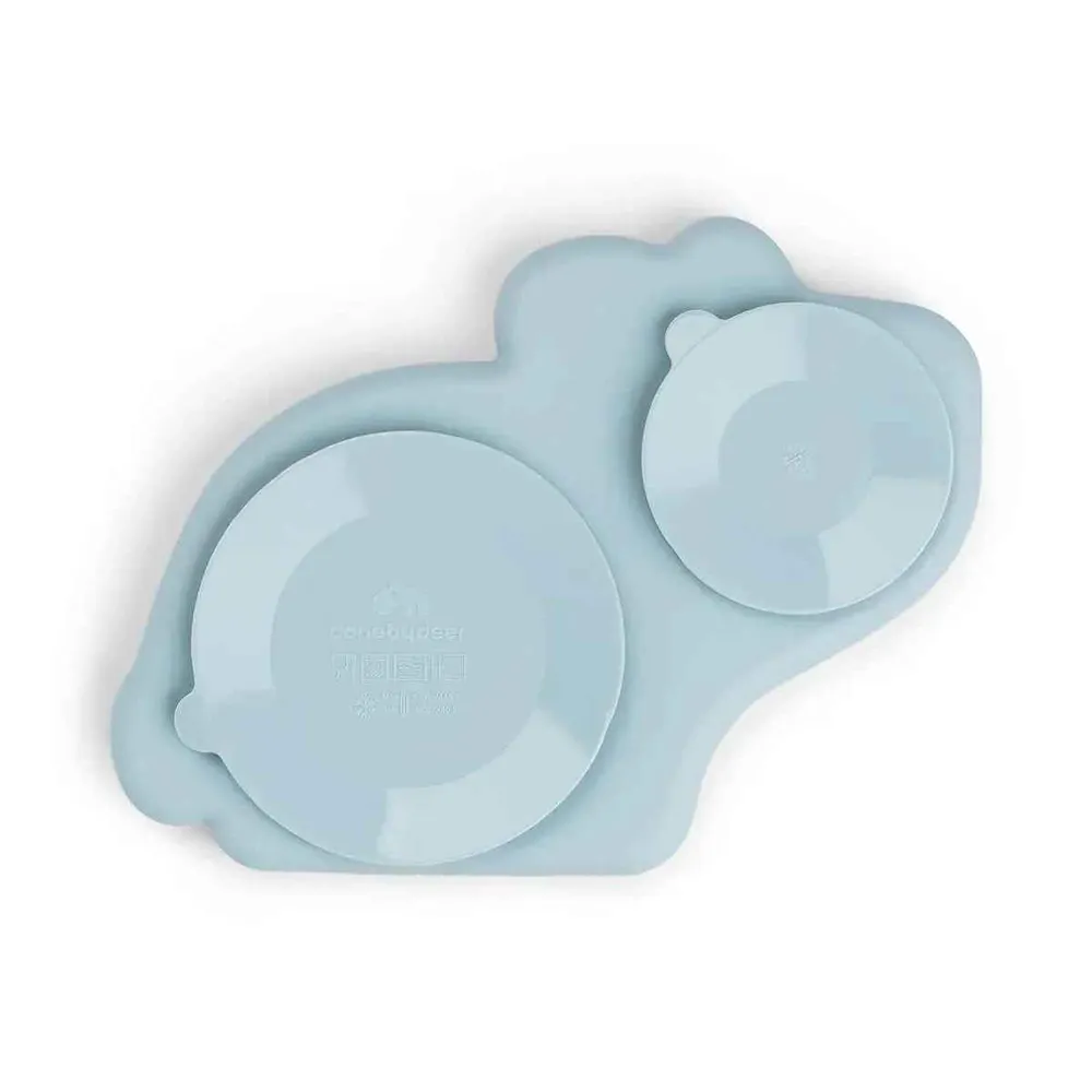 Done Deer® Silikonski krožnik Stick&Stay Dotti Blue