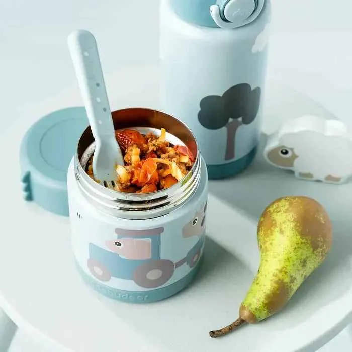 Done Deer® Termos posudica za hranu 300 ml Tiny Farm Blue