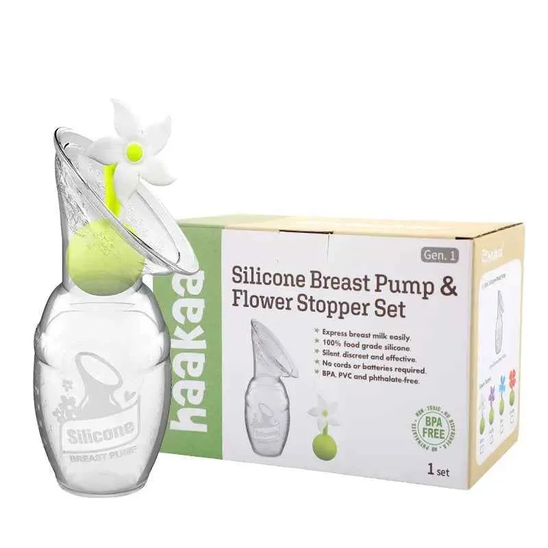 Haakaa® Set silikonska izdajalica 1.gen. 100ml i Poklopac Ružica