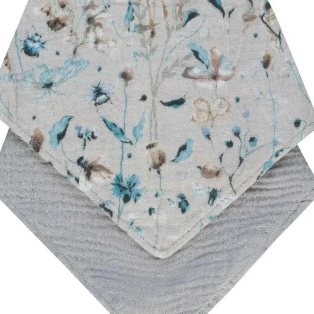 KikkaBoo® Set od 2 muslin podbradnjaka Dreamy Fields Grey