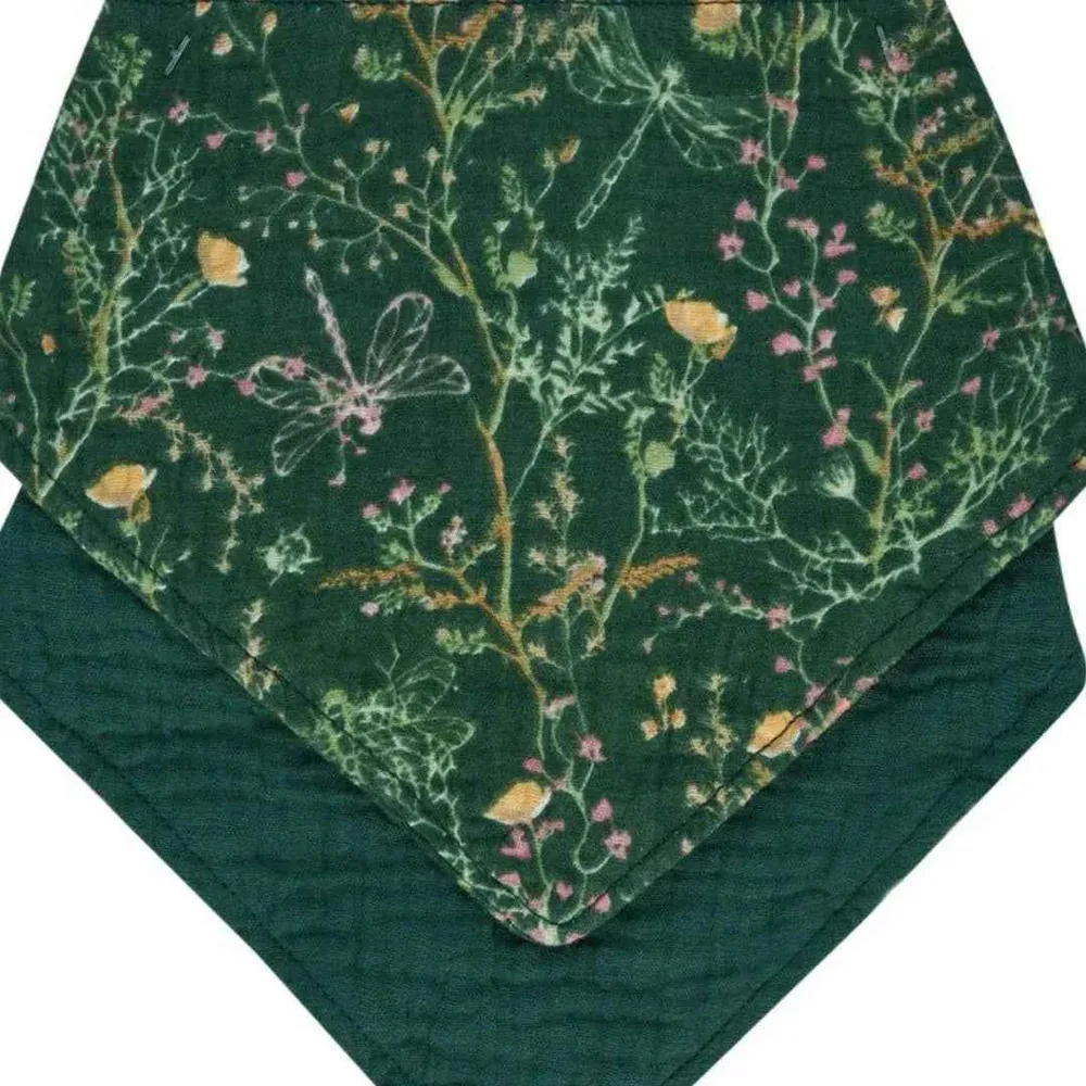 KikkaBoo® Set od 2 muslin podbradnjaka Secret Garden Green