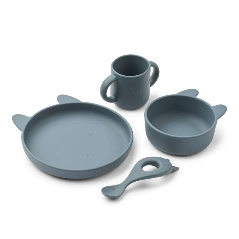 Liewood Vivi Baby Setovi posuđ - 4 dijela - Silikon - Zec/Kit Blue