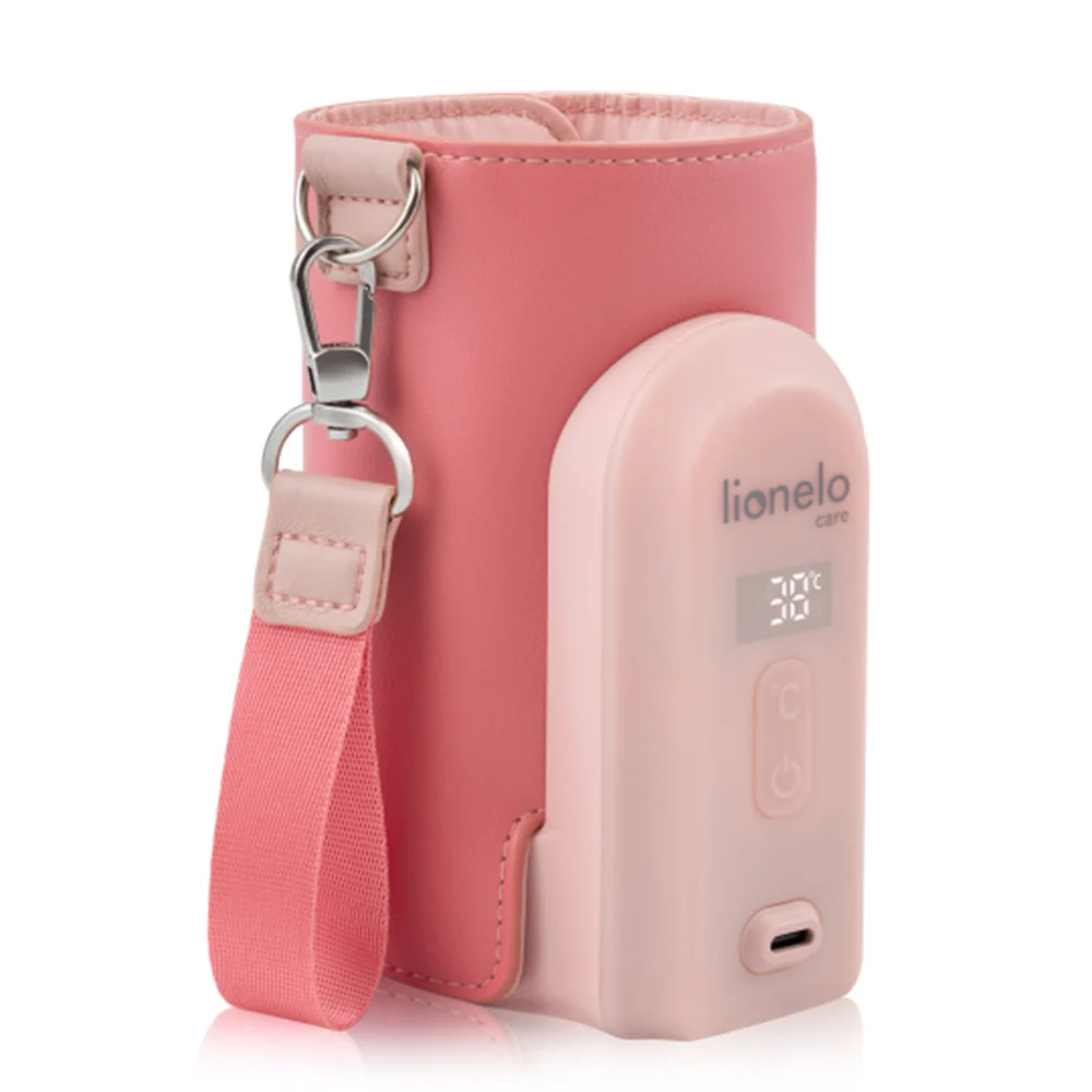 Lionelo Thermup Go Evo električni prijenosni grijač bočica - TERMOSICA s baterijom, Coral Pink
